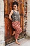 Womens, Sol Pant, Lola Top, 100% cotton, hand block print, hand stitched, in natural red Rubira, and natural dyed Kassis Raga