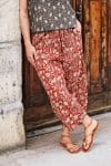 Womens, Sol Pant, 100% cotton, hand block print, hand stitched, in natural red, Rubira