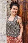 Womens Tops, 100% Cotton, Hand Block Print, Summer. Lola in natural - Kassis Raga