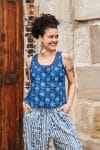 Womens Tops, 100% Cotton, Hand Block Print, Summer. Vayana top in natural blue - Indigo Lila