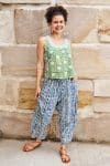 Hand Block Print, Summer. Vayana top - Evergreen & Sol Pants - Indigo Kavari.
