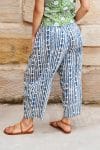 Womens Pants, 100% Cotton, Hand Block Print, Summer. Sol Pants in natural blue - Indigo Kavari.