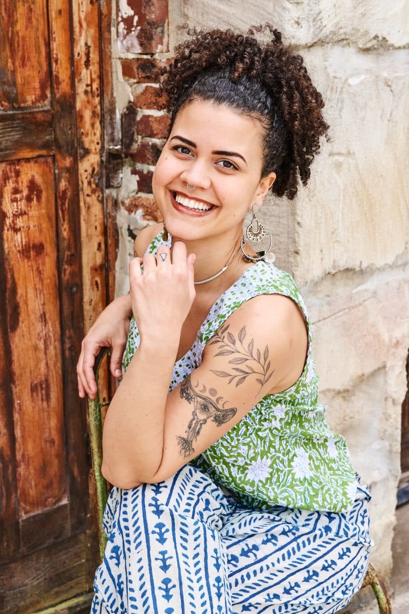 Hand Block Print, Summer. Vayana top - Evergreen & Sol Pants - Indigo Kavari.