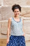 Womens Tops, 100% Cotton, Hand Block Print, Summer. Vayana in subtle Rhapsody print