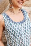 Womens Tops, 100% Cotton, Hand Block Print, Summer. Vayana in subtle Rhapsody print
