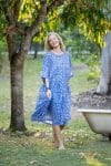 Womens, midi, Clementine dress, 100% Cotton, hand block print. Blue Floral - Aurelia - Heirloom Collection
