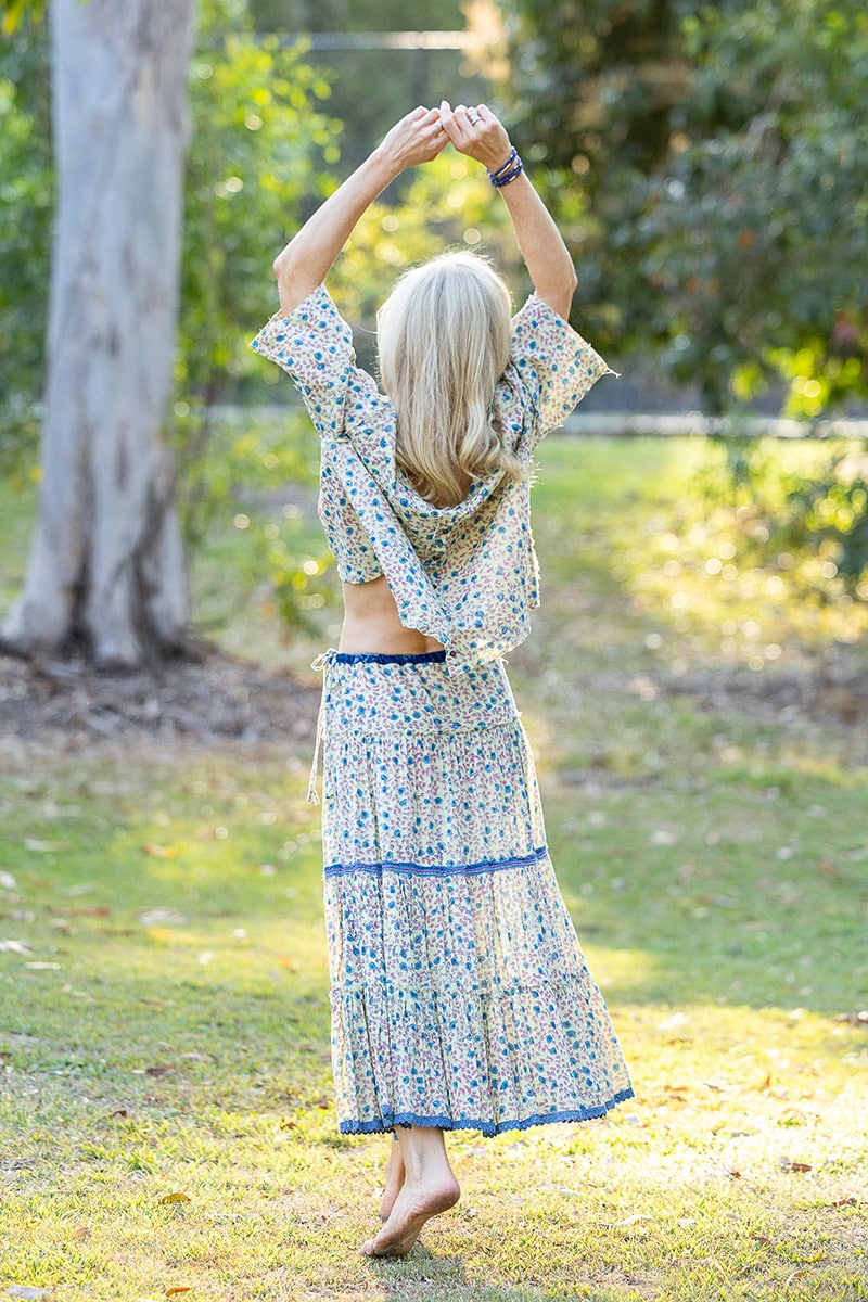 Womens, Ainsley Skirt & Matilde Blouse. 100% cotton, hand block print. Petite floral - Mirabel - Heirloom Collection