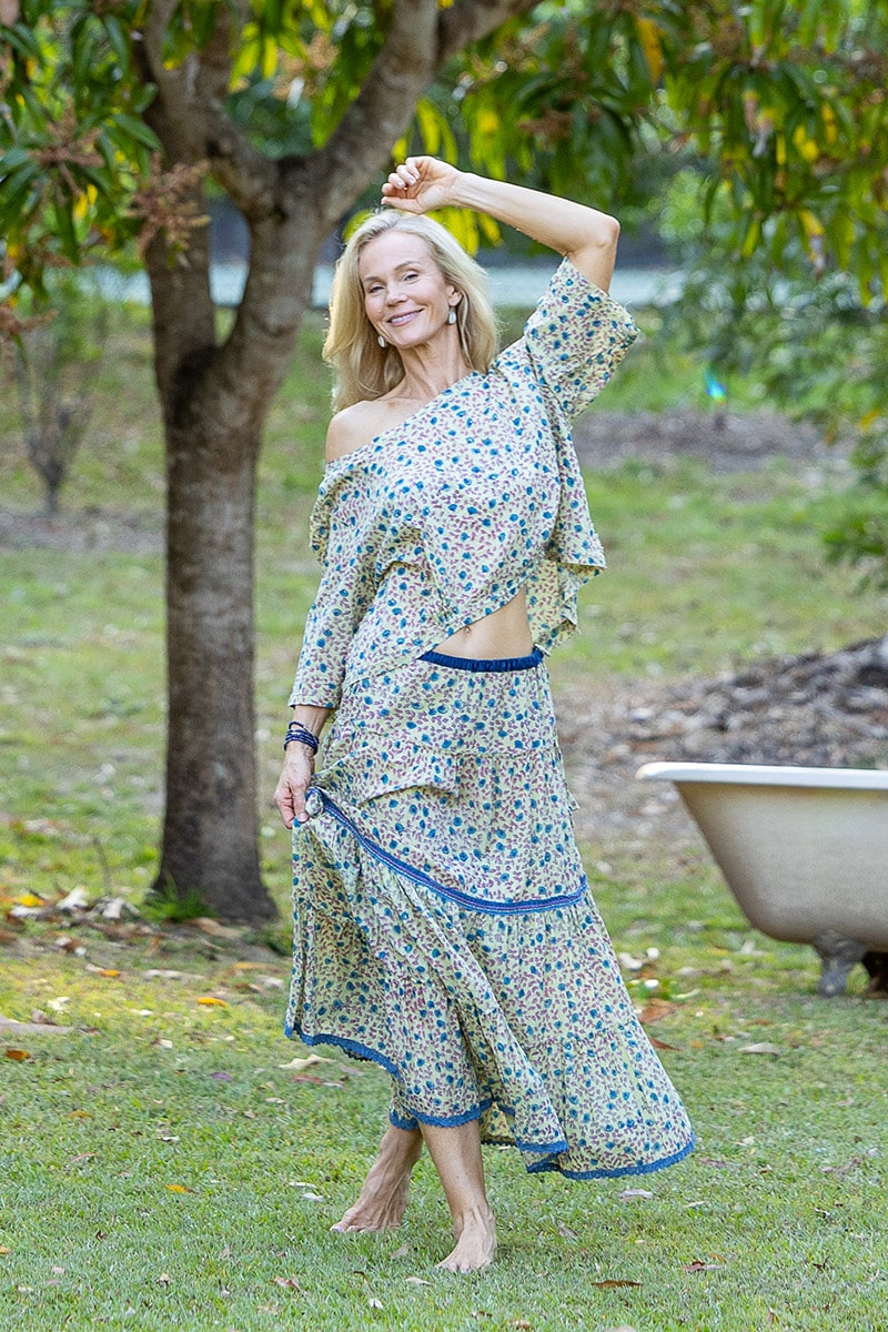 Womens, Ainsley Skirt & Matilde Blouse. 100% cotton, hand block print. Petite floral - Mirabel - Heirloom Collection