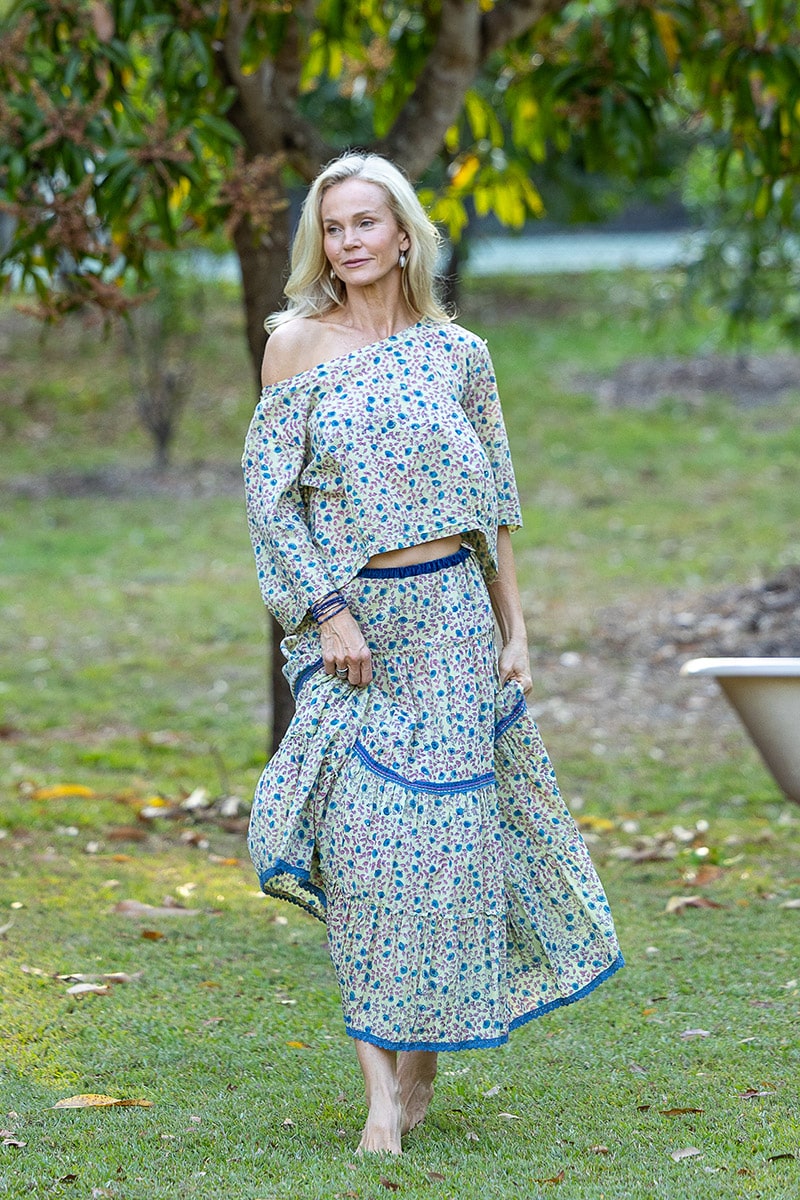 Womens, Ainsley Skirt & Matilde Blouse. 100% cotton, hand block print. Petite floral - Mirabel - Heirloom Collection