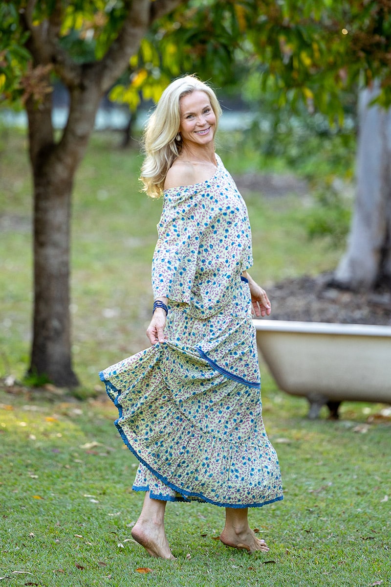 Womens, Ainsley Skirt & Matilde Blouse. 100% cotton, hand block print. Petite floral - Mirabel - Heirloom Collection