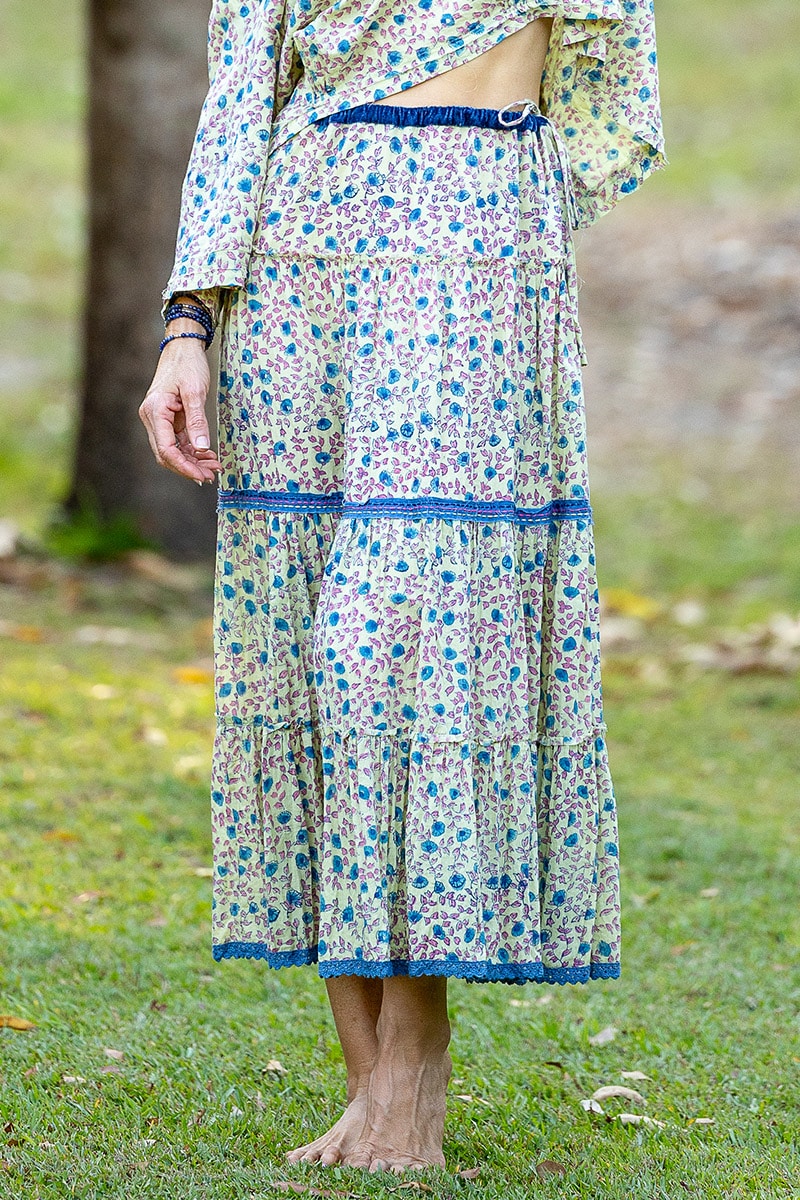 Womens, Ainsley Skirt. 100% cotton, hand block print. Petite floral - Mirabel - Heirloom Collection