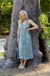 Womens, midi, Mevlana Dress, sleeveless, 100% Cotton, hand block print. Soft geometry - Liora