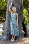 Womens, midi, Mevlana Dress, sleeveless, 100% Cotton, hand block print. Soft geometry - Liora