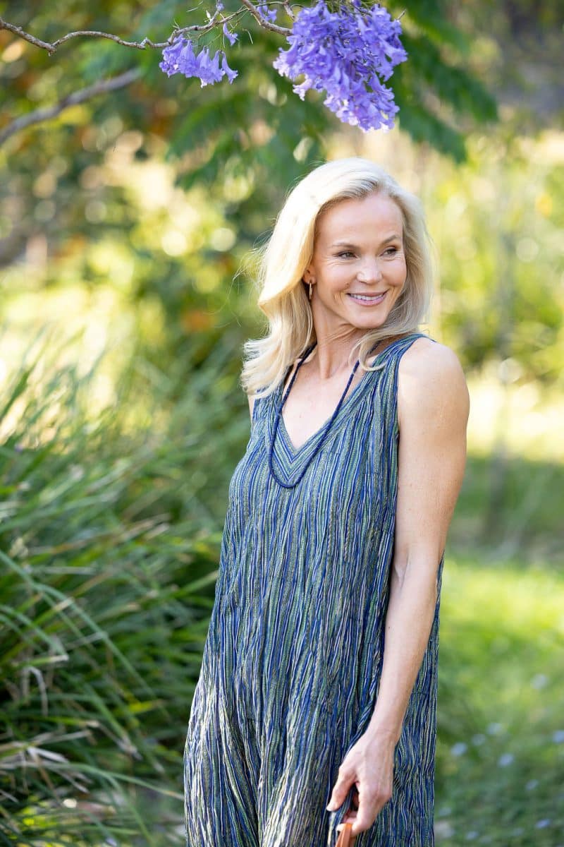 Womens, midi, Mevlana Dress, sleeveless, 100% Cotton, hand block print. Blue | Green - Viridis