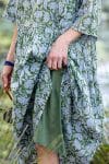 Womens, midi, Clementine dress, 100% Cotton, hand block print. Green Floral - Elowen - Heirloom Collection