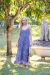 Womens, maxi, midi, Savannah Dress, streamline, adjustable straps, summer ready. 100% Cotton, hand block print. Lavender Pink - Anjali