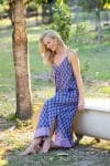 Womens, maxi, midi, Savannah Dress, streamline, adjustable straps, summer ready. 100% Cotton, hand block print. Lavender Pink - Anjali