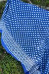 Sarong, 100% Cotton, hand block print. Vibrant blue - Bluebell