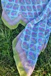 Sarong, 100% Cotton, hand block print. In soft Mist Flower print.