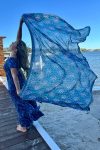 Sarong, 100% Cotton, hand block print. Blue Lagoon.