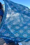 Sarong, 100% Cotton, hand block print. Blue Lagoon.