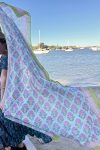 Sarong, 100% Cotton, hand block print. In soft Mist Flower print.