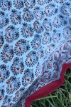 Sarong, 100% Cotton, hand block print. In saphire blue with a pop of red - Saphira
