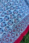 Sarong, 100% Cotton, hand block print. In saphire blue with a pop of red - Saphira