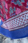 Sarong, 100% Cotton, hand block print. Pink & Red - Ruby Veda