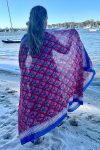 Sarong, 100% Cotton, hand block print. Pink & Red - Ruby Veda