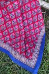 Sarong, 100% Cotton, hand block print. Pink & Red - Ruby Veda