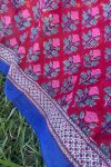 Sarong, 100% Cotton, hand block print. Pink & Red - Ruby Veda