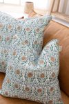 Home Living, Cushion Covers, 50x50cm & 65x65cm, 100% cotton, hand block print. In soft sun-drenched woodland tones - Amberwood