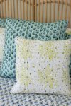 Home Living, Cushion Covers, 50x50cm & 65x65cm, 100% cotton, hand block print. In soft green tones on white - Ivy