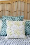 Home Living, Cushion Covers, 50x50cm & 65x65cm, 100% cotton, hand block print. In soft green tones on white - Ivy