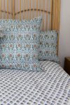 Home Living, Cotton Bed Cover, 100% cotton, hand block print. Small blue flowers, Lapis Charm