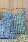 Home Living, Cushion Covers, 50x50cm & 65x65cm, 100% cotton, hand block print. In a Green Lotus print - Jade
