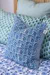 Home Living, Cushion Covers, 50x50cm & 65x65cm, 100% cotton, hand block print. In paisley print - Blue Henna.
