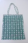 Reversible Bag, Two-Way Tote, 100% cotton, hand block print. In a Green Lotus print - Jade