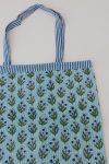 Reversible Bag, Two-Way Tote, 100% cotton, hand block print. In blue, green - Sea Meadow