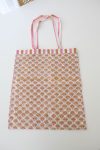 Reversible Bag, Two-Way Tote, 100% cotton, hand block print. In pink and orange - Saffron Rose.