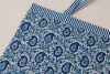Reversible Bag, Two-Way Tote, 100% cotton, hand block print. In paisley print - Blue Henna.