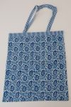 Reversible Bag, Two-Way Tote, 100% cotton, hand block print. In paisley print - Blue Henna.