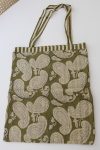 Reversible Bag, Two-Way Tote, 100% cotton, hand block print. In earthy bush tones - Eucalypt.