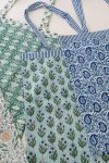 Reversible Bag, Two-Way Tote, 100% cotton, hand block print. In blue, green - Sea Meadow