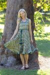 Womens, midi, Flamenco Dress, sleeveless, 100% Cotton, hand block print. In Summer Green - Edentree.