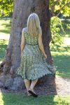 Womens, midi, Flamenco Dress, sleeveless, 100% Cotton, hand block print. In Summer Green - Edentree.