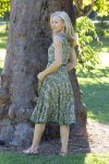 Womens, midi, Flamenco Dress, sleeveless, 100% Cotton, hand block print. In Summer Green - Edentree.