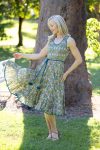 Womens, midi, Flamenco Dress, sleeveless, 100% Cotton, hand block print. In Summer Green - Edentree.