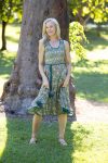Womens, midi, Flamenco Dress, sleeveless, 100% Cotton, hand block print. In Summer Green - Edentree.